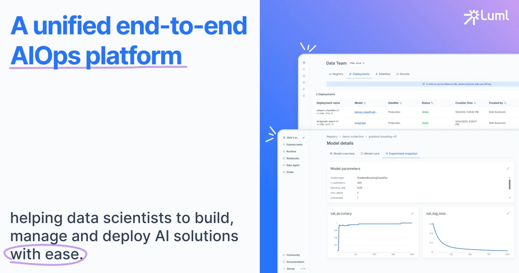 LUML unified end-to-end AIOps platform overview